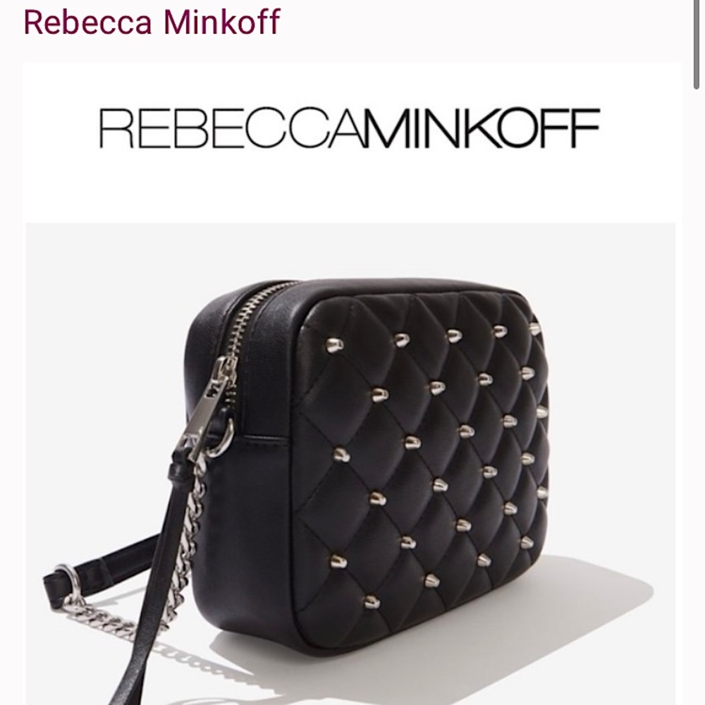 REBECCA Minkoff Quilted Studded Crossbody Black NWT !
